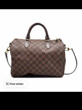 Louis Vuitton Brown Damier Ebene Satchel with Dark Brown Handles